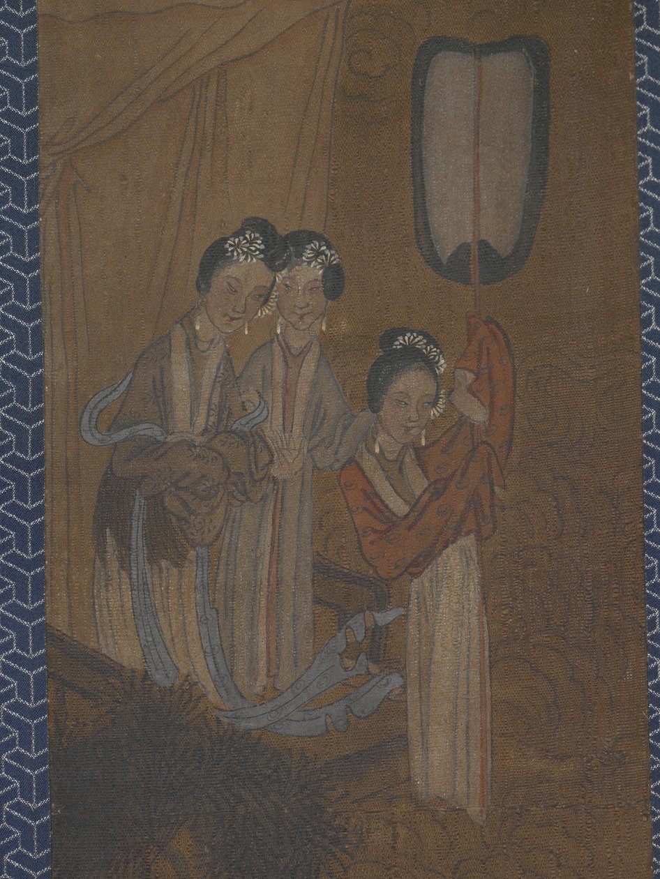 Öt nő egy körmenetben (tinta és szín a selyemen) alkotó: School Chinese