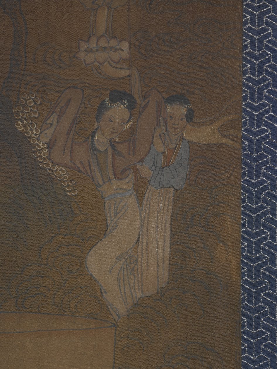 Öt nő egy körmenetben (tinta és szín a selyemen) alkotó: School Chinese