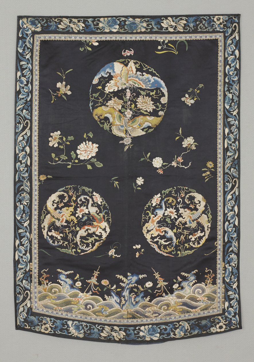 Függő, 1750-1800 körül (Selyem hímzéssel (szatén öltés), természetes és szintetikus színezékek) alkotó: School Chinese