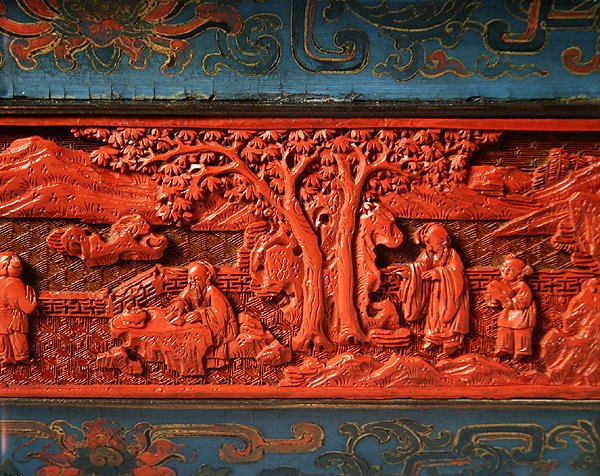 Jardiniere, Qianlong időszak (1736-95) (lakkozott fa) (272175 részlet) alkotó: School Chinese
