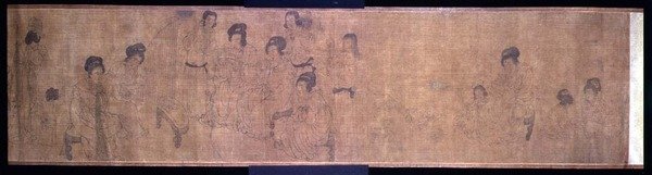 Palace Ladies at Leisure Handsroll, zenélő hölgyek részlete, Wen-chu Chou eredetije után (fl.970), Southern Sung időszak, 1140 körül (tinta és pigment a selyemen) (lásd még: 114251) alkotó: School Chinese