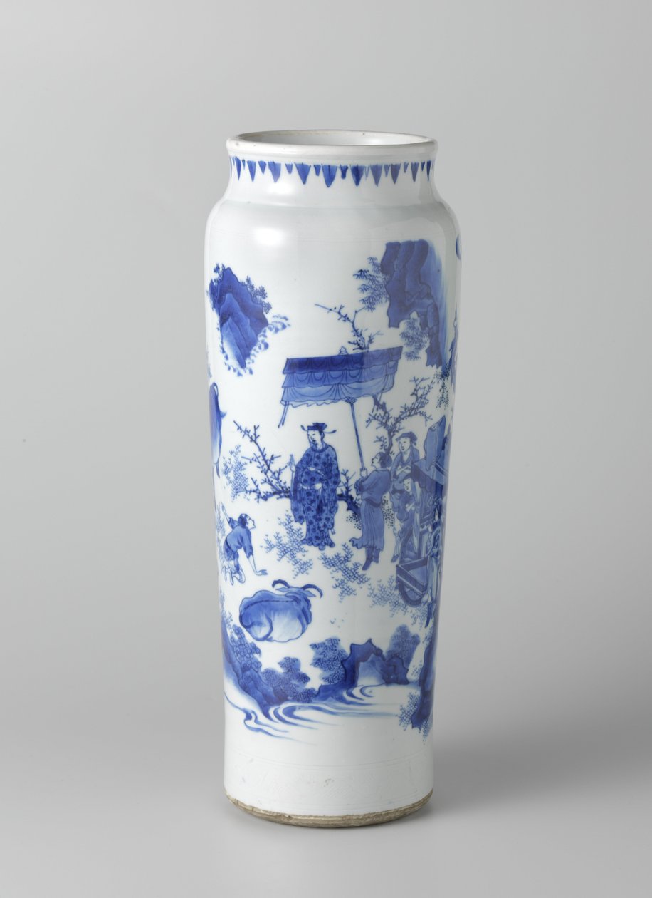Rolwagen figurákkal egybefüggő tájban, c. 1635-50 (festett porcelán) alkotó: School Chinese