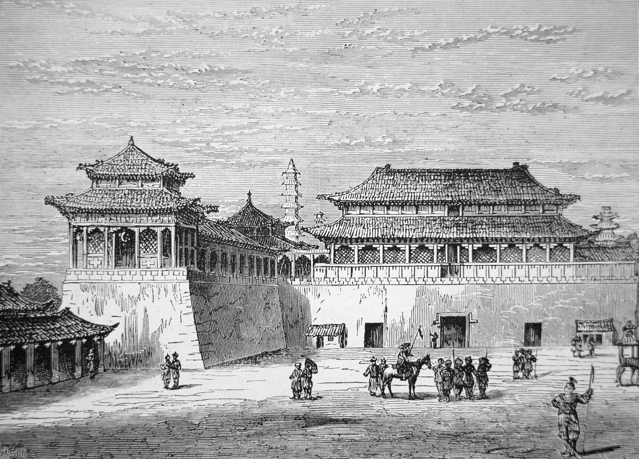 A kínai palota császára, a tiltott város, Pekin a 19. században (litho) alkotó: School Chinese