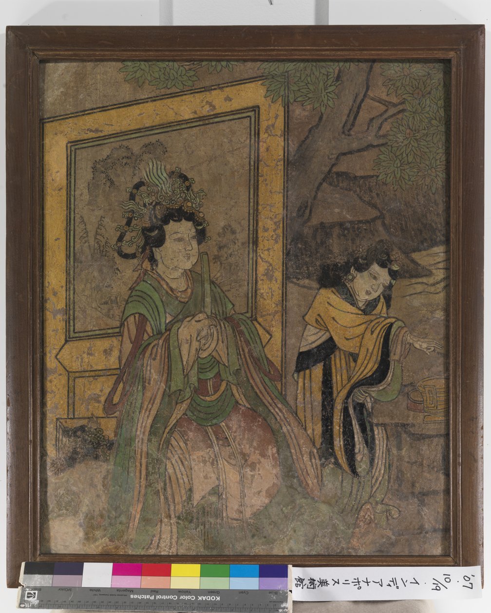 Falfestmény töredék (tinta és színek stukkón) alkotó: School Chinese