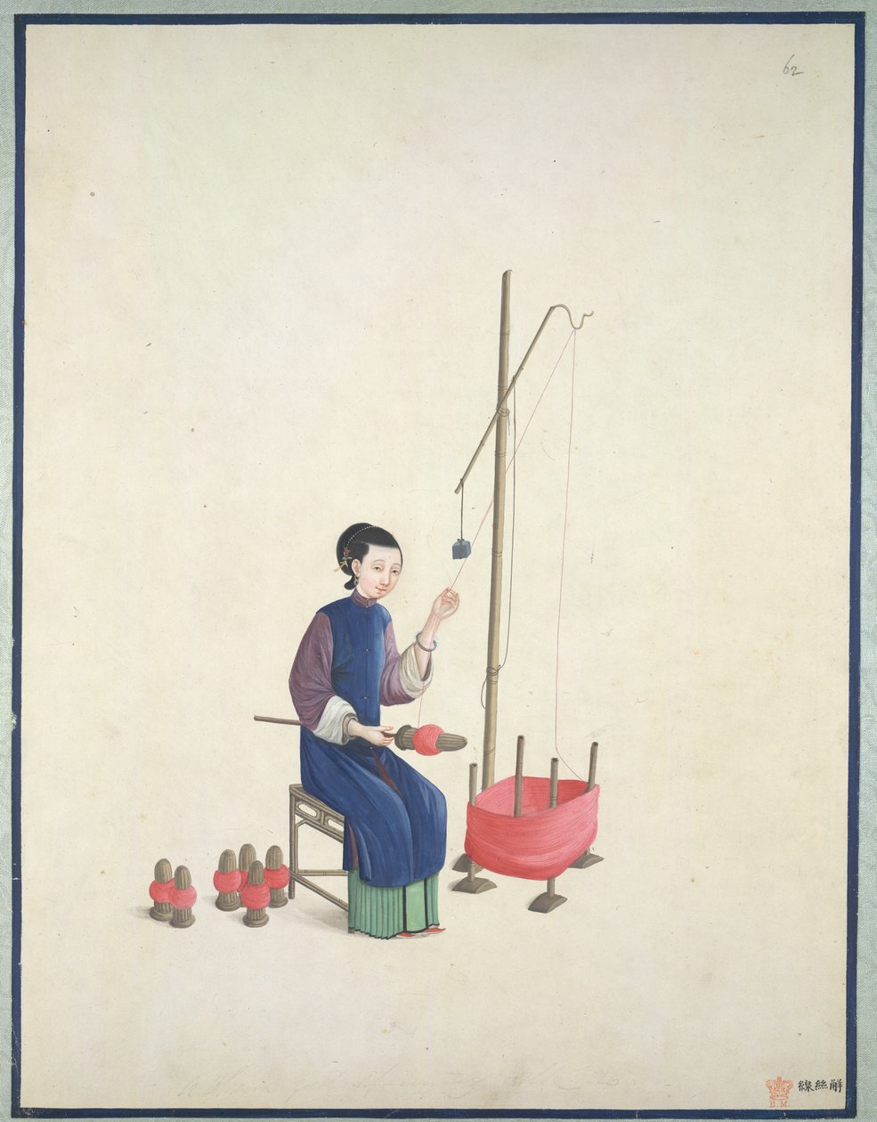 Selyemszövés, 1800 körül (akvarell, papír) alkotó: School Chinese