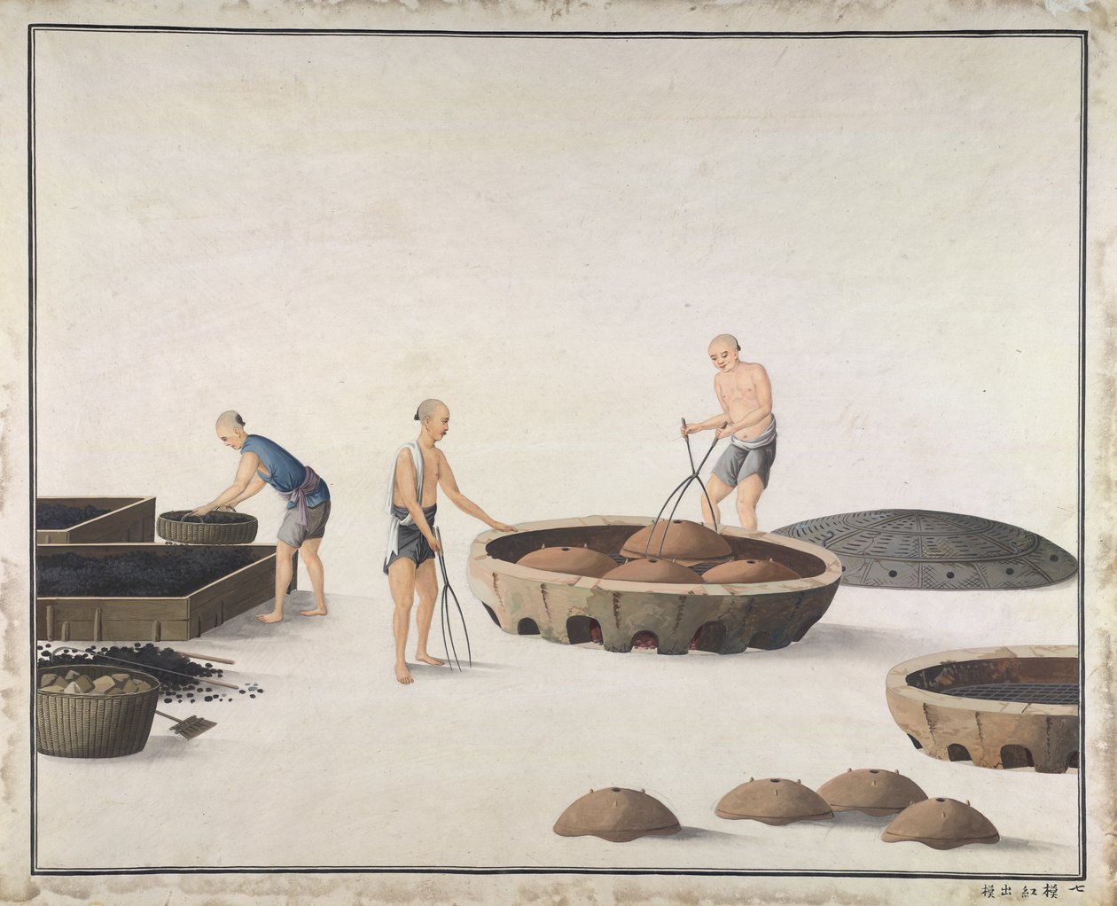 „Ha a forma pirosra fordul, vegye le”, öntöttvas gyártás Kínában, 1820 körül (akvarell papíron) alkotó: School Chinese