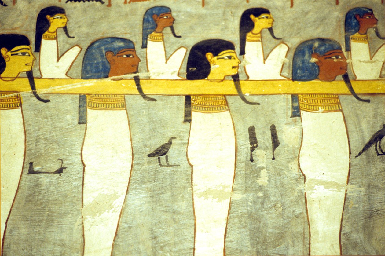 Ókori Egyiptom, Festészet, Az alvilág Hathorhoz kötődő istenei, isteni tehén, a napbarkot vontató, I. Ramszesz sírja, Théba alkotó: School Egyptian