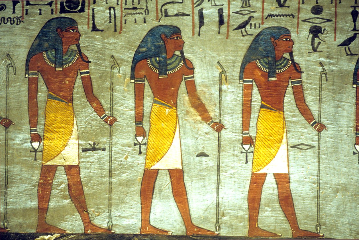 Ókori Egyiptom, festmény, I. Ramszesz sírja, Théba, Az alvilág istenei alkotó: School Egyptian