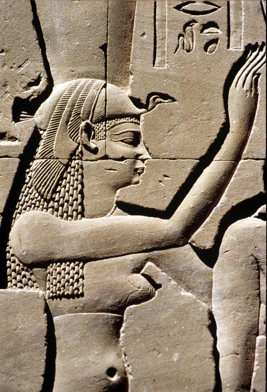 Ókori Egyiptom, falfestmény, Isis istennő, Hórusz templom, Edfu, Kr. e. 237 - 57 (fotó) alkotó: School Egyptian