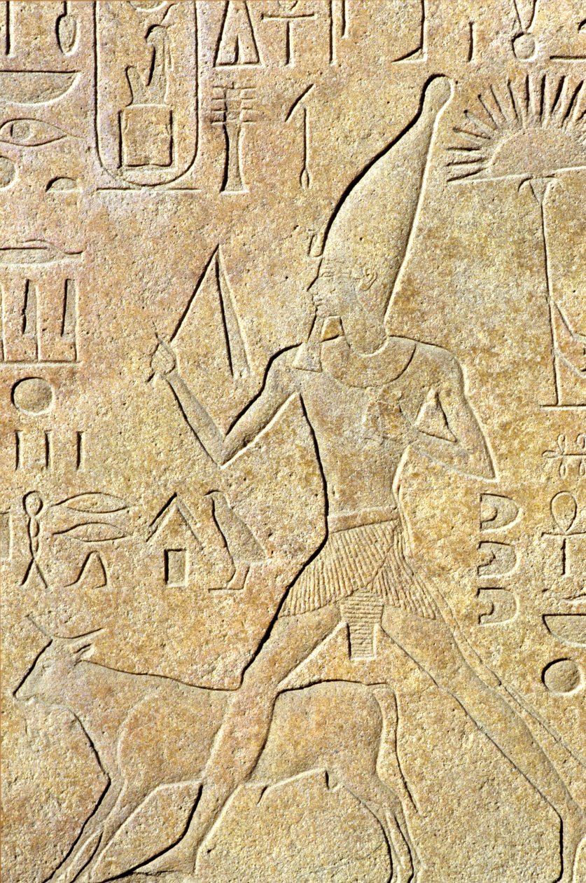 Ókori Egyiptom, falfestmény, Karnak/Luxor, Hatsepszut futja a bikát, Heb-sed Fesztivál alkotó: School Egyptian