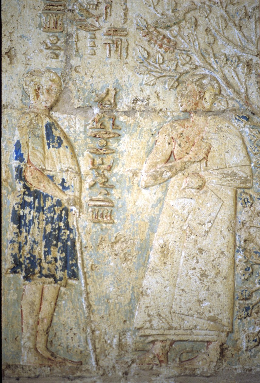 Ókori Egyiptom, falfestmény, Petoszirisz sírja, Tuna el Gebel, Kr. e. 300, Petoszirisz és felesége (fotó) alkotó: School Egyptian