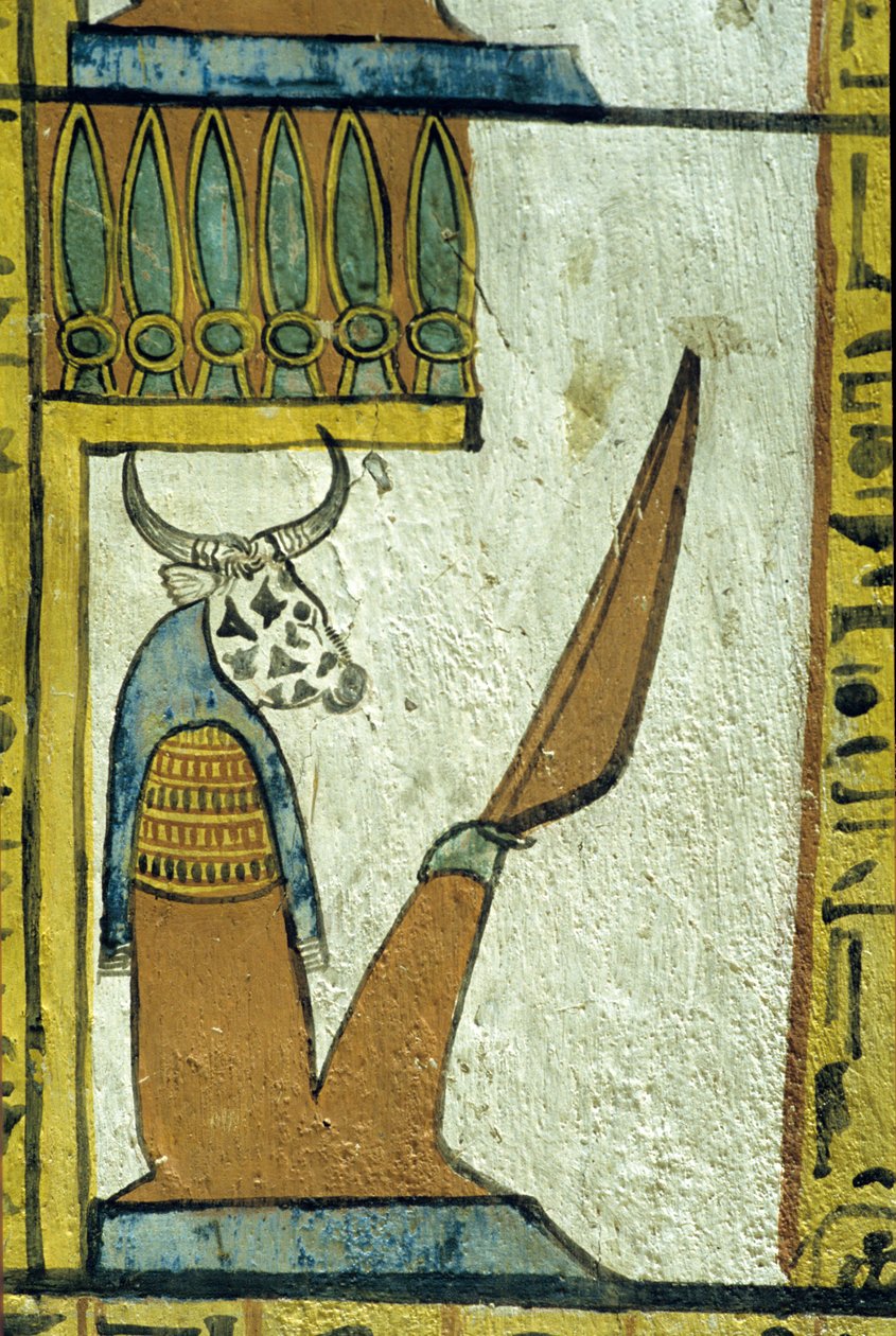 Ókori Egyiptom, Falfestés, Az alvilág tehénfejű istene, Sennedjem sírja, Théba, Deir el Medina alkotó: School Egyptian