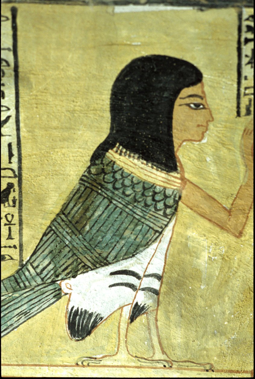 Ókori Egyiptom, Falfestmény Inherkhau sírja, Théba, Nemesi sír, 20. dinasztia, Ba vagy Inherkhau lelke (fotó) alkotó: School Egyptian