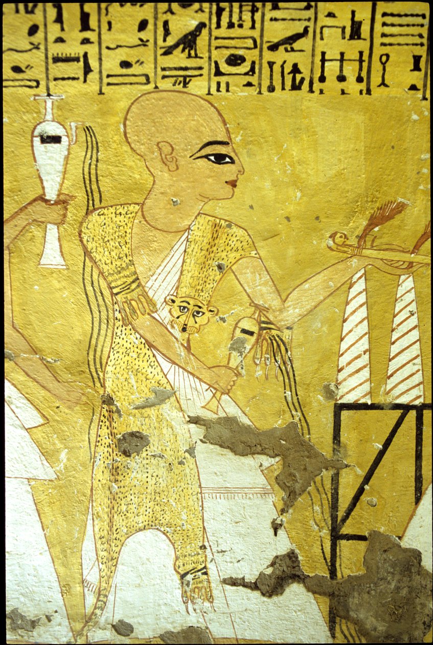 Ókori Egyiptom, falfestmény Inherkhau sírja, Théba, Nemesek sírja, 20. dinasztia, Inherkhau sírja, egy pap injekciót önt Inherkhau számára (fotó) alkotó: School Egyptian