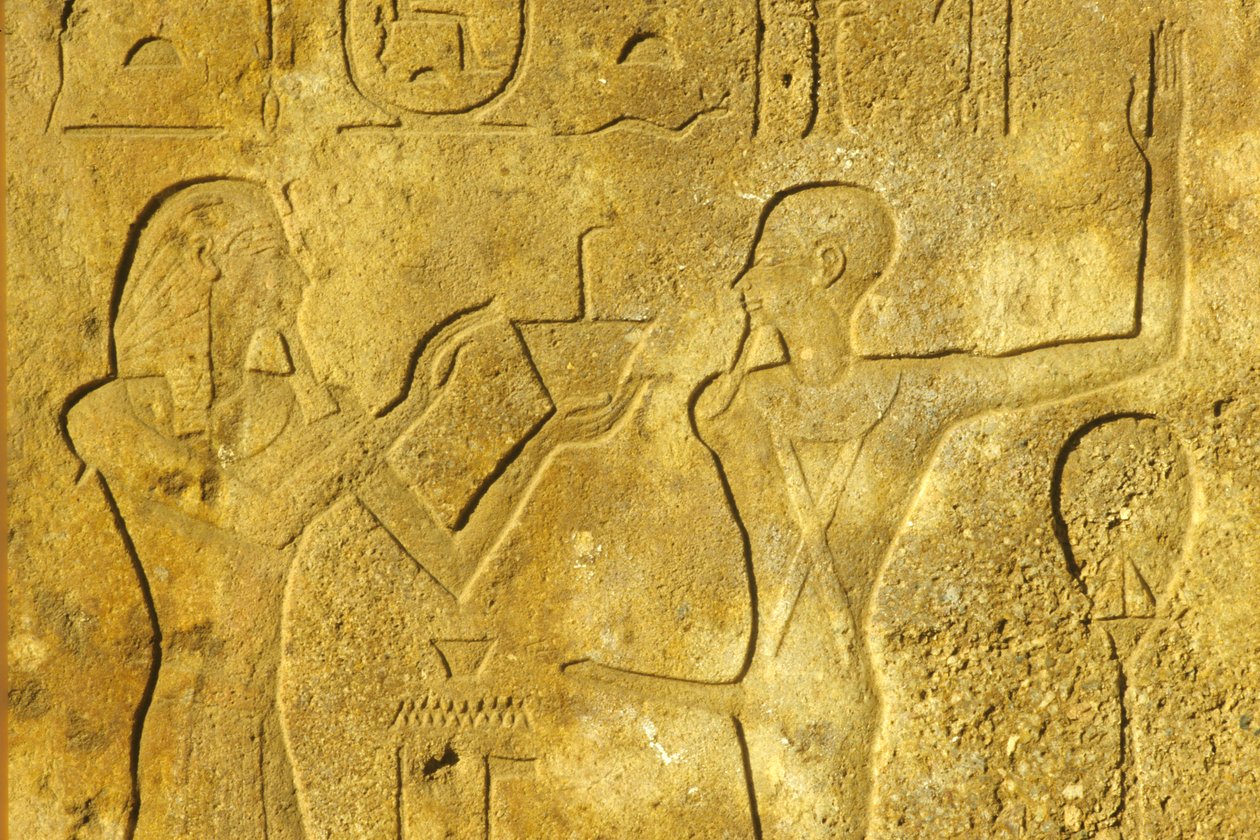 Ókori Egyiptom, Falfestés/faragás, Karnak/Luxor templom, Hatsepszut tömjént kínál Min Istennek alkotó: School Egyptian