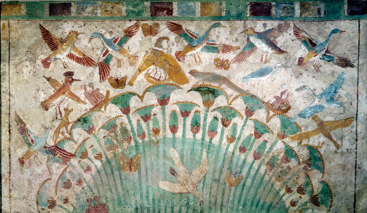 Ókori Egyiptom: állatok papiruszménesben, mészkőtöredék Neferhotep sírjából, Kr.e. 1400 körül 18. dinasztia, Mérete 43x74 cm Párizs, Louvre múzeum - Egyiptomi ókor: állatok papiruszbozótban, Mészkőtöredék Neferhotep sírjából alkotó: School Egyptian