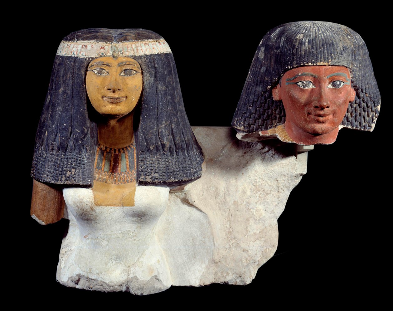 Az ókori Egyiptom művészete: Senynefer és felesége Hatsepszut (Kr. e. 1410). A 18. dinasztia új birodalmának szobra. Párizs, Musee du Louvre. alkotó: School Egyptian