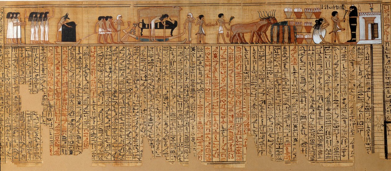 Egyiptomi Antiquit: Halottak könyve, Nebqed papirusza. Kr.e. 1400-1350 körül. 18. dinasztia. Thébából. V 6,3 m Párizs, Musee du Louvre alkotó: School Egyptian