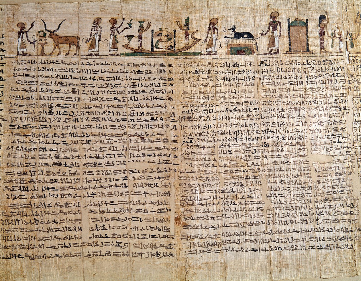 Egyiptomi ókor: Halottak könyvének papirusza. Alacsony korszak. Párizs, Musee du Louvre - Egyiptomi ókor: a halottak könyvének papirusza. Késői időszak, Louvre Múzeum, Párizs alkotó: School Egyptian