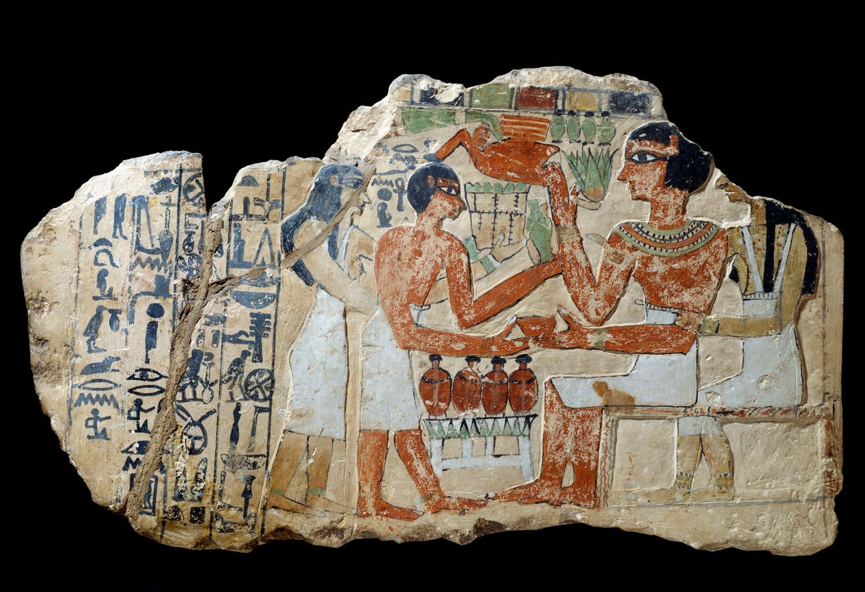 Egyiptomi ókor: Iri sztélé mészkőben. Egy pár felajánlást tesz. Első köztes időszak (Kr. e. 2200-2033) V. 0,3x0,52 m Párizs, Louvre Múzeum alkotó: School Egyptian