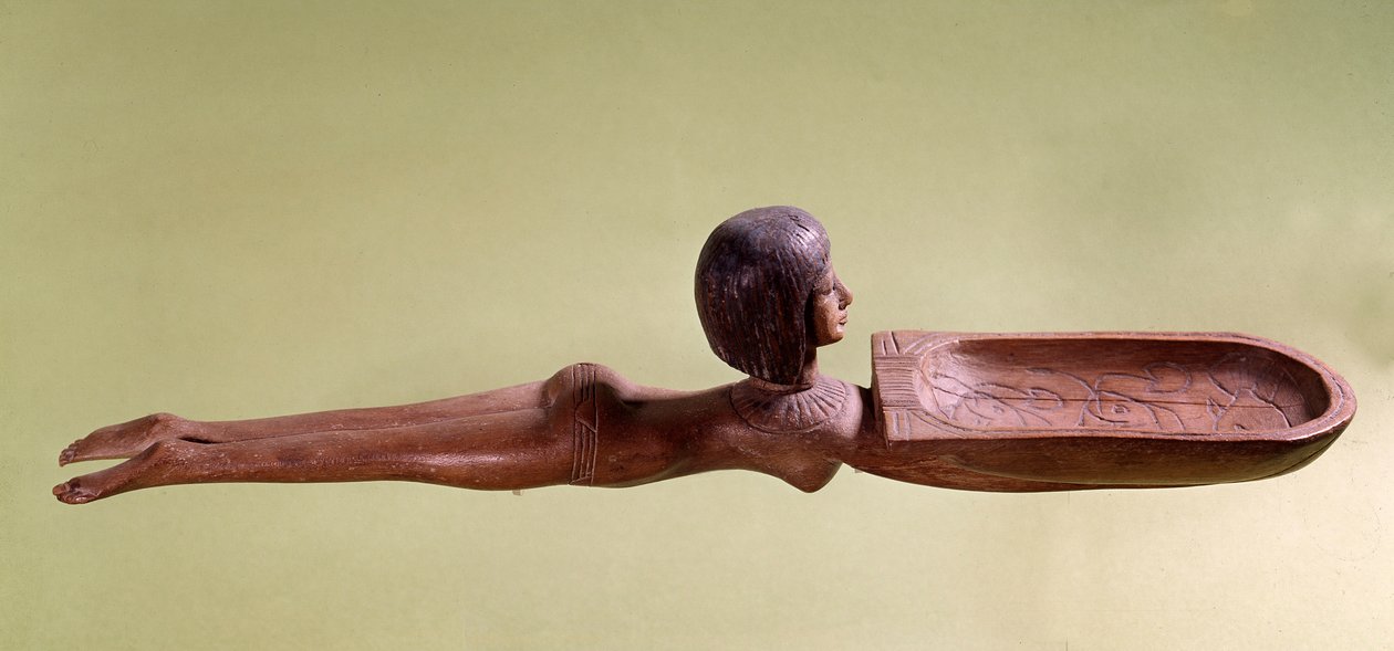 Egyiptomi antik: Fakanál kozmetikai kanálhoz, amelyet kacsát tartó meztelen úszónak neveznek. 18. dinasztia, új birodalom. Párizs, Louvre Múzeum alkotó: School Egyptian
