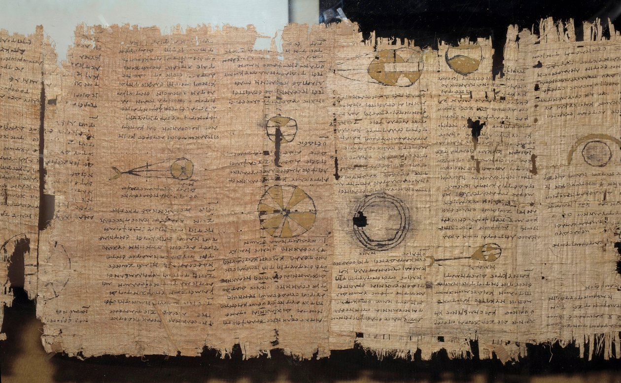 Egyiptomi ókor: Eudox csillagászati papirusza. Ptolemaioszi időszak (Kr. e. 332-30). Egyiptomból. Párizs, Louvre Múzeum alkotó: School Egyptian