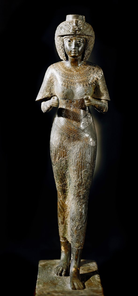 Egyiptomi antikvitás: Karomama királynő bronzszobra, II. Takelot fáraó felesége. 21. dinasztia. Párizs, Louvre Múzeum alkotó: School Egyptian