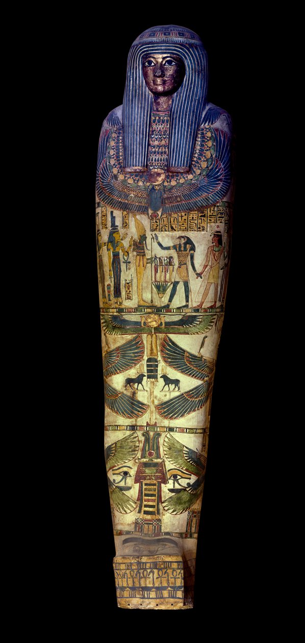 Egyiptomi antikvitás: Jedkhonsouioufankh (Djedkhonsouiouefankh) szarkofágjának fedele, Kr.e. 750 körül, Louvre Múzeum - Egyiptomi ókor: Djedkhonsouioufankh szarkofágfedele (Djedkhonsouioufankh (Kr. Djedkhonsouioufankh), Párizs7 Múzeum5 alkotó: School Egyptian
