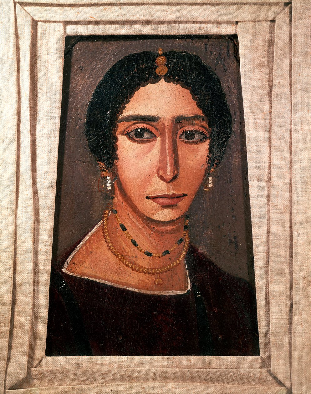 Egyiptomi ókor: egy nő temetési portréja. Festészet fára. 2. vagy 3. század. Fayumból (Fayum) Egyiptomból. Párizs. Louvre múzeum alkotó: School Egyptian