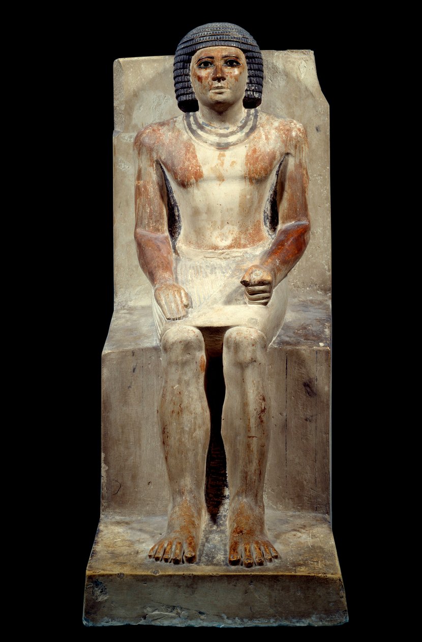 Egyiptomi ókor: Kai mészkő szobra, a sakál adminisztrátora. Szakkarából. Régi birodalom, 5. dinasztia. Párizs, Louvre Múzeum alkotó: School Egyptian