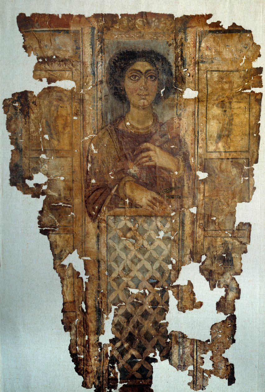 Egyiptomi antikvitás: vászonlepel festett és egy antinói nő doree. Kr.u. 4. század. Párizs, Louvre Múzeum alkotó: School Egyptian