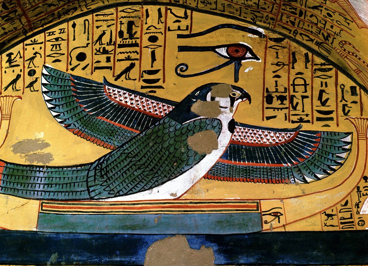 Luxor - Théba: a Nílus bal partja. Deir el Medineh: kézművesek nekropolisza. Sennedjem sírja. 18. dinasztia. Hórusz isten ábrázolása alkotó: School Egyptian
