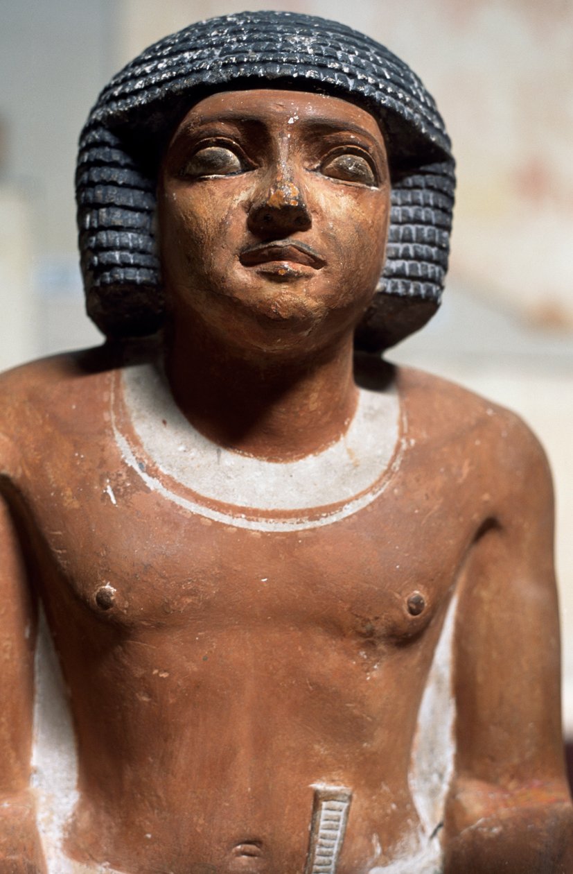 Férfialak, Festett mészkő szobor, Egyiptomi civilizáció, Részlet alkotó: School Egyptian