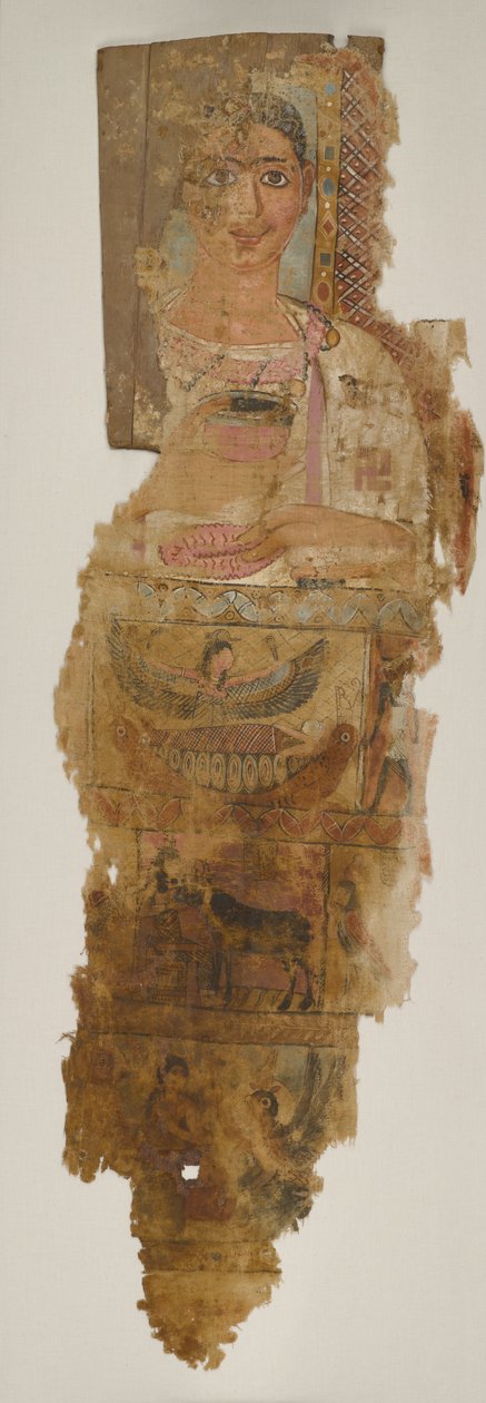 Fiatal férfi portrélepel, 4. század első fele (gessóval és festékkel borított vászon, fára szerelve) alkotó: School Egyptian