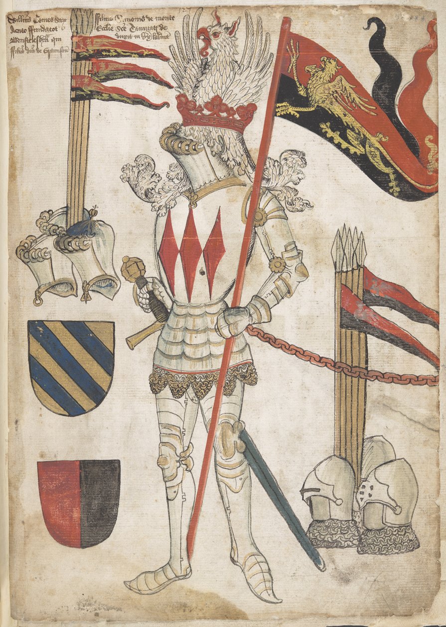 Add hozzá az MS 45133 f.52r William Montacute-t a „The Wriothesley Heraldic Collections”-ből. Vol. III alkotó: School English