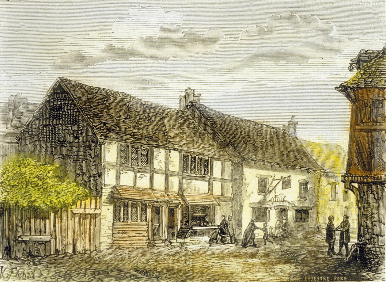 William Shakespeare születési helye (színes metszet) alkotó: School English