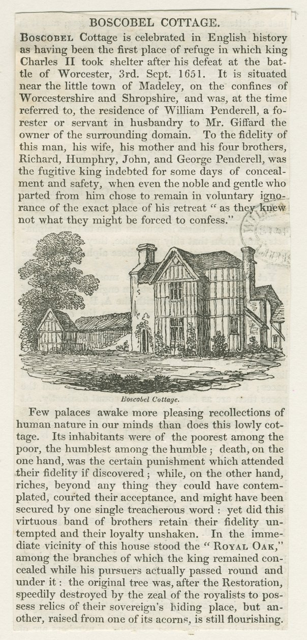 Boscobel-ház: fametszet, nd [c 1830] (nyomtatás) alkotó: School English