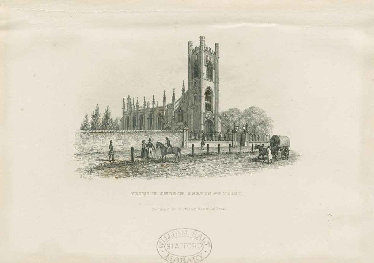 Burton-upon-Trent – Szentháromság-templom: acélmetszet, és [19. század] (nyomtatás) alkotó: School English