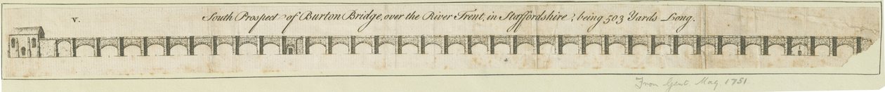Burton-upon-Trent híd és város: metszet, nd [1751] (nyomtatás) alkotó: School English