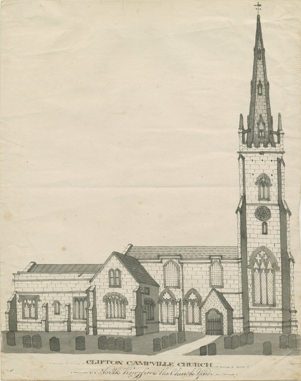 Clifton Campville Church: toll- és szépiarajz, nd [?19. század] (rajz) alkotó: School English
