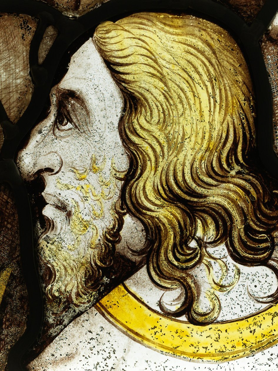 Megőrzött rész a York Minster-i Great East Window-ból: „Az öregek Istent imádják” (ólomüveg) alkotó: School English