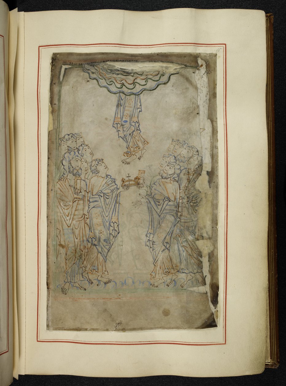 Cotton MS tiberius C VI f.15r Zsoltár (a "Tiberius Psalter"), tökéletlen, előkészületi képciklussal, számítástechnikai táblázatokkal, imákkal, gyónással, óangol nyelvű homíliával és gyűjteményekkel (tinta és szín pergamen) alkotó: School English