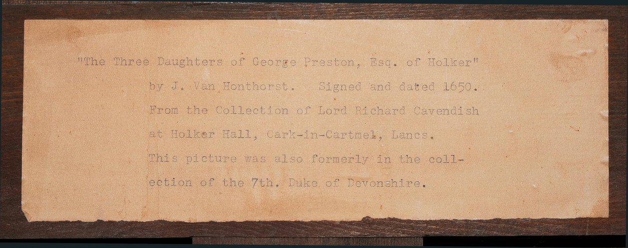 A felirat részlete, Holker George Preston három gyermekének portréjából (tinta papíron) alkotó: School English