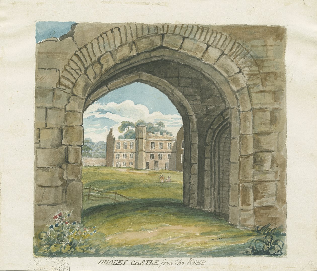 Dudley kastély - The Keep: akvarell rajz, nd [?19. század] (festmény) alkotó: School English