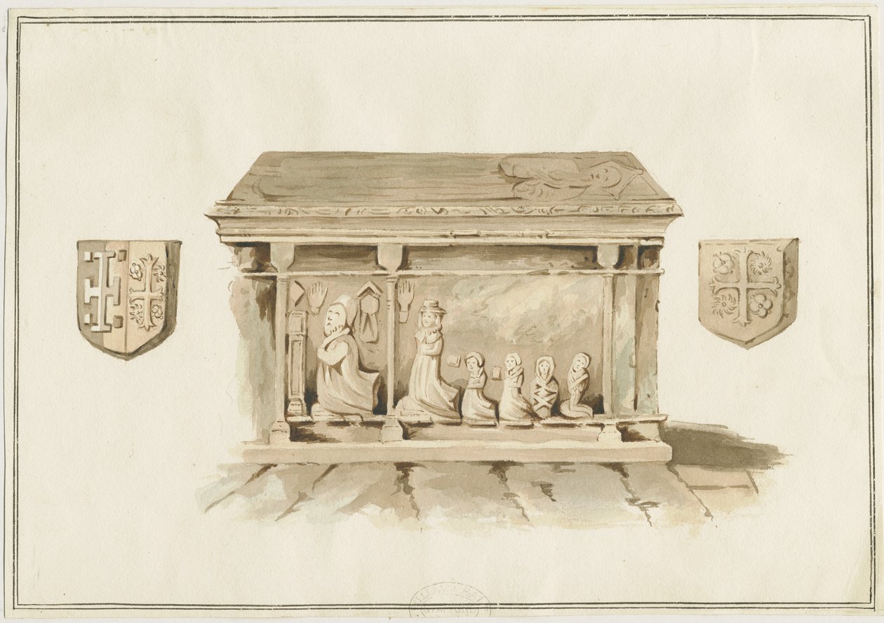 Eccleshall templom – Bentham püspök sírja: vízfestmény, nd [?19. század] (festmény) alkotó: School English