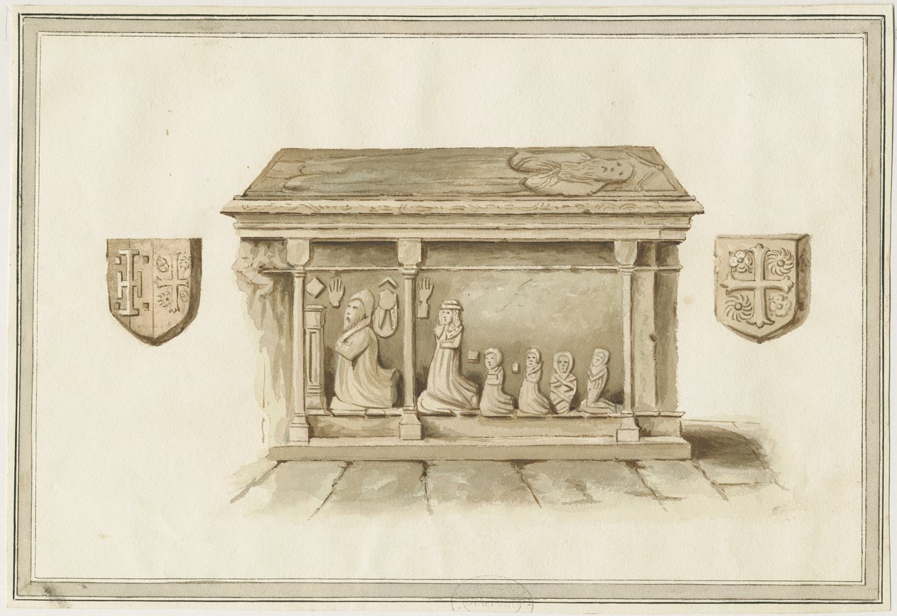 Eccleshall templom: Bentham püspök sírja: vízfestmény, nd [?19. század] (festmény) alkotó: School English