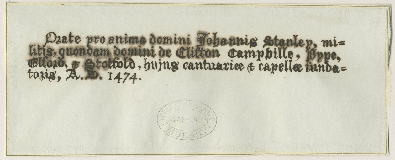 Elford Church – Sir John Stanley sírja: toll- és tusrajz, nd [?19. század] (rajz) alkotó: School English