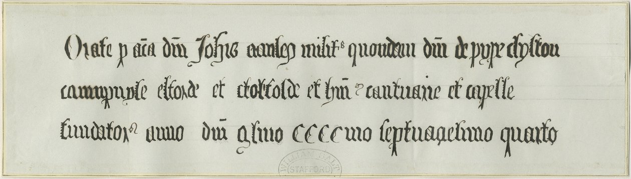 Elford templom: Sir John Stanley sírja: toll- és tusrajz, nd [?19. század] (rajz) alkotó: School English