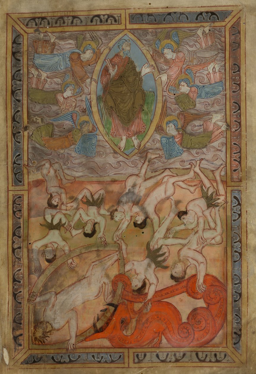 Genezis, óangol hexateuch, Cotton MS Claudius B IV f.2r, 1025-1200 körül (tinta pergamenre) alkotó: School English