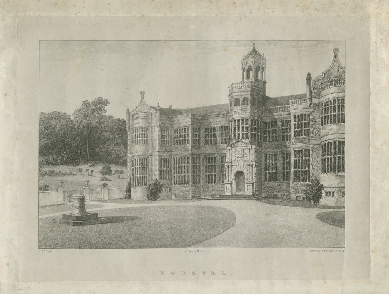 Ingestre Hall: litográfia, nd [c 1840] (nyomat) alkotó: School English